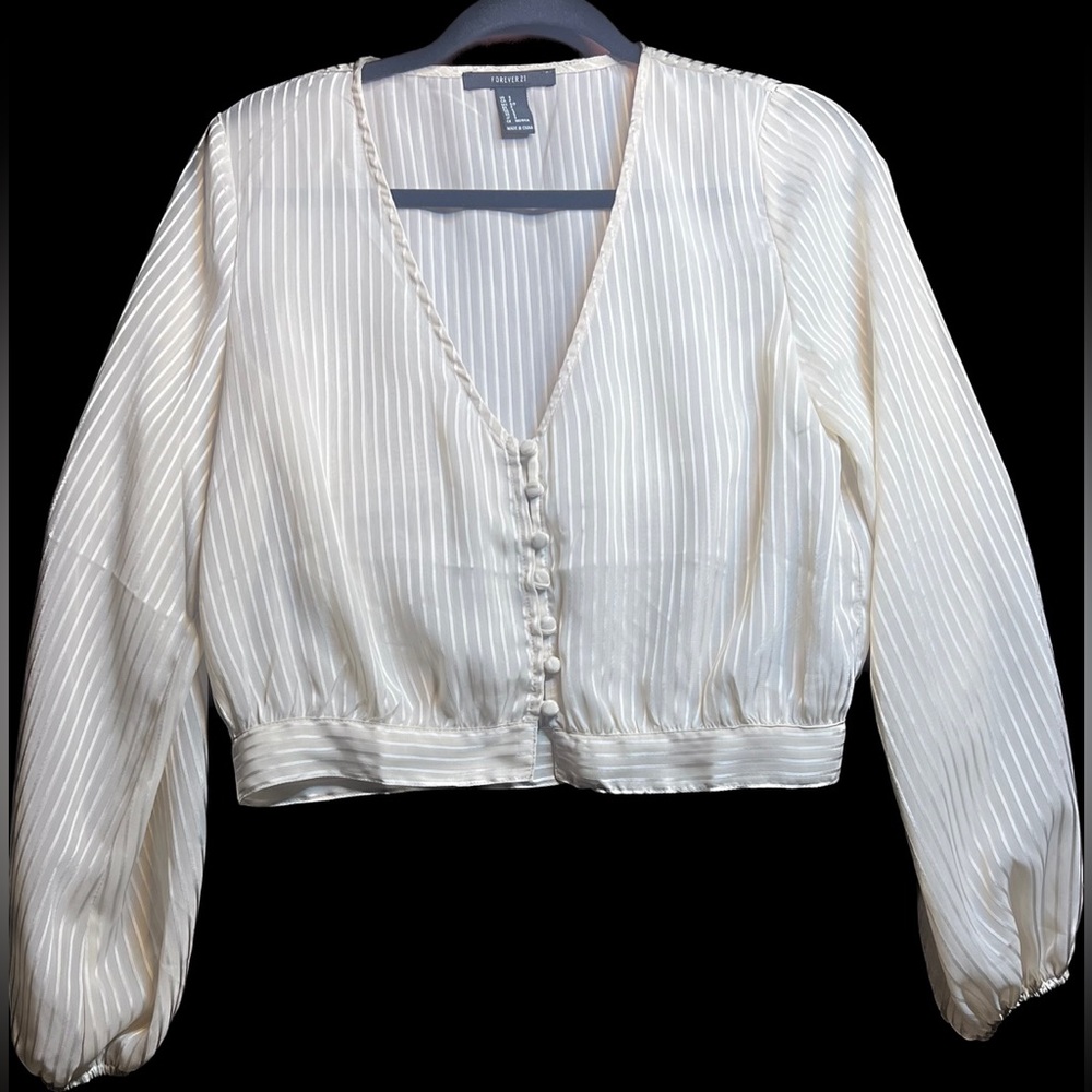 Forever 21 - long sleeve transparent- Ivory small